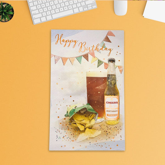 Brighstone Birthday Card - Beer & Crisps