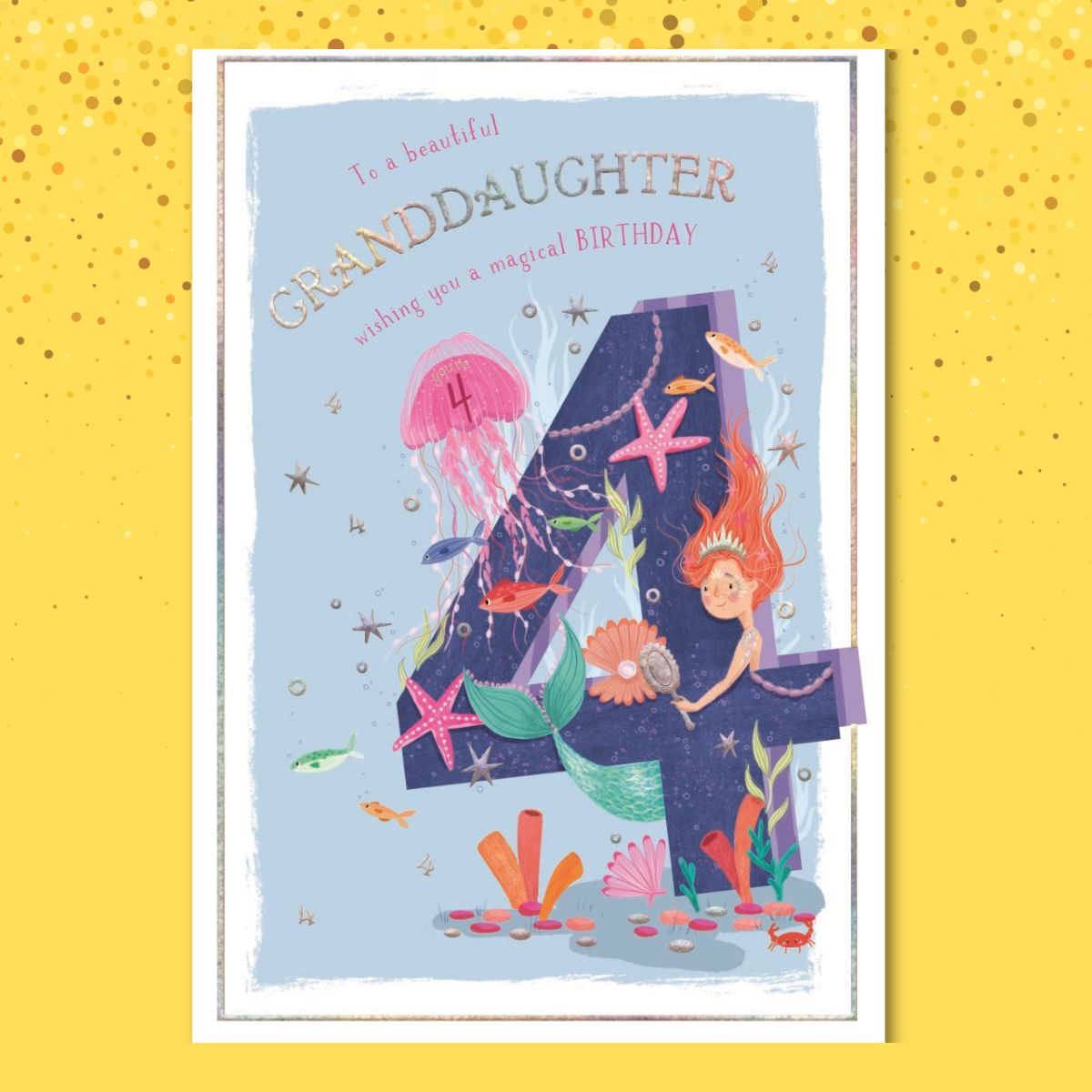 Granddaughter 4th Birthday Card - Skylight Mermaid