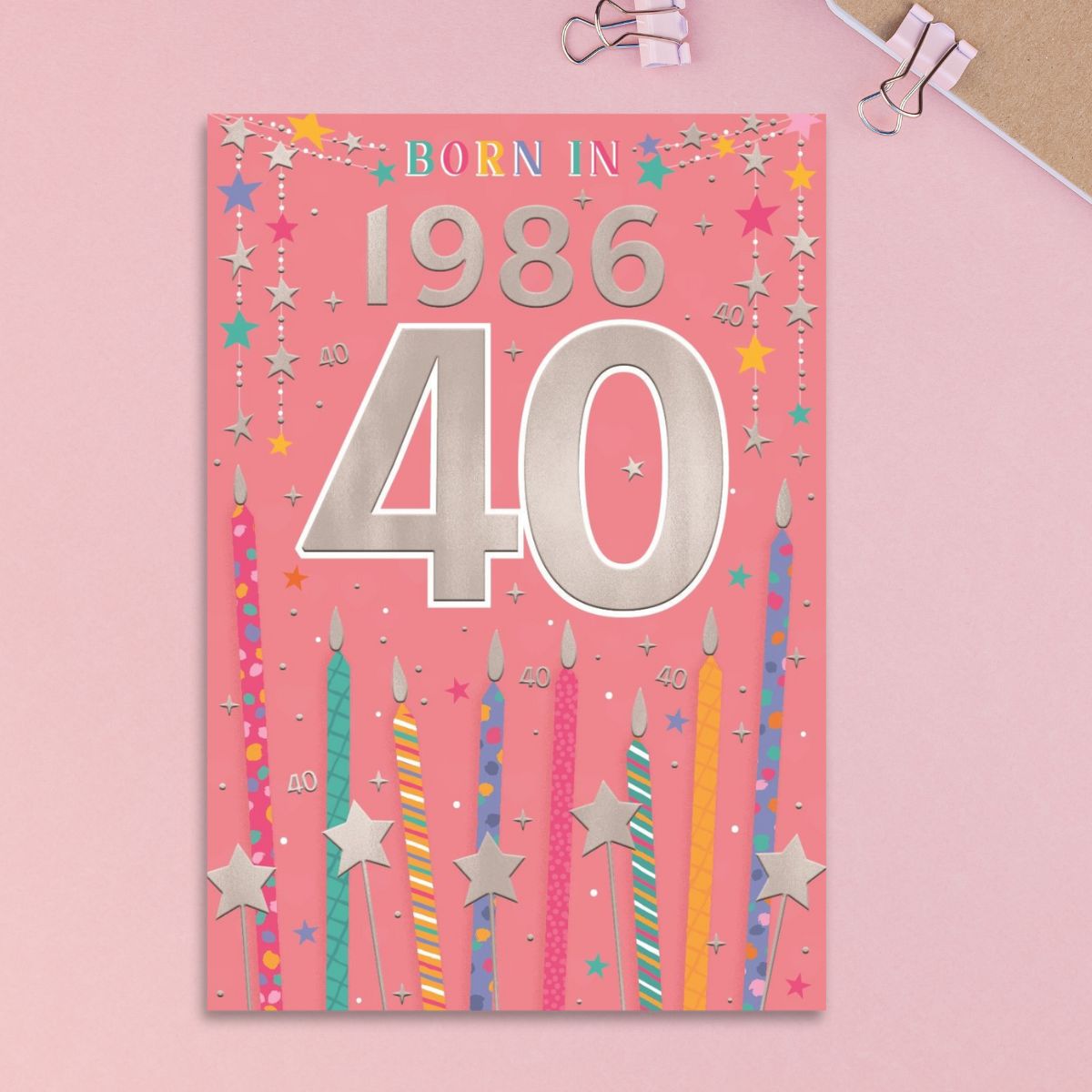 40th Birthday Card - Born In 1986 A Year To Remember Pink