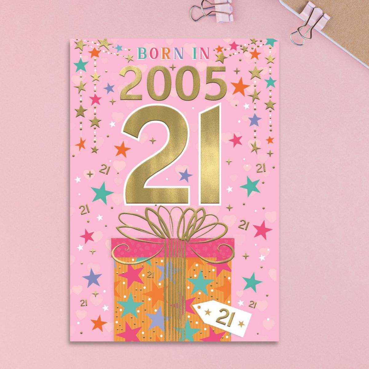 21st Birthday Card - Born In 2005 A Year To Remember! Pink