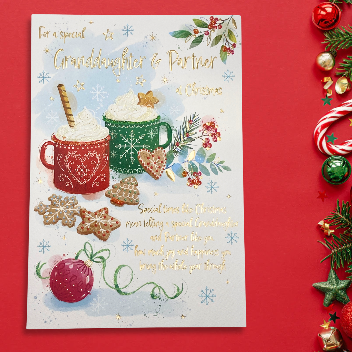 Granddaughter & Partner Christmas Card - Awash With Colour