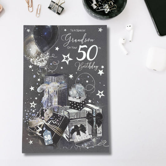 Grandson 50th Birthday Card - Grayson Gifts & Balloons