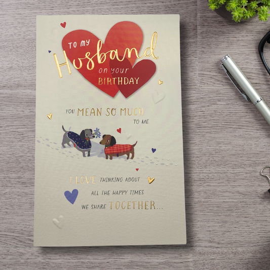 Husband Birthday Card - Sausage Dogs