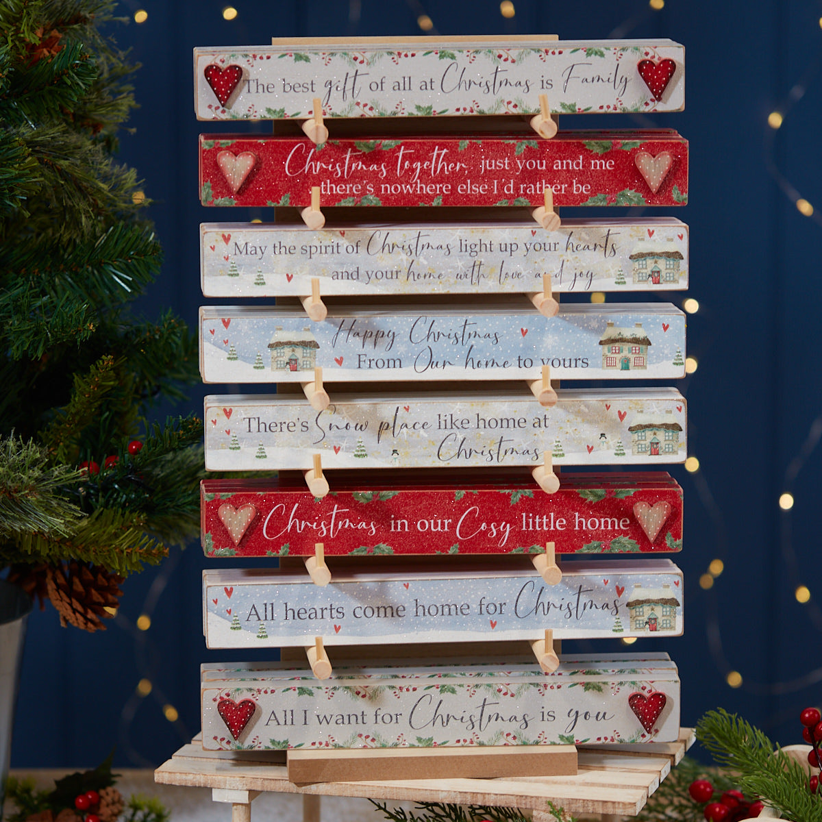 Christmas Wooden Mantel Plaque - All Hearts Come Home For Christmas