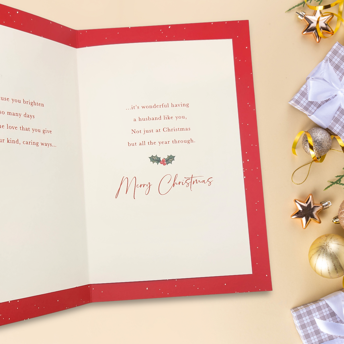 Husband Christmas Card - Robins & Berries