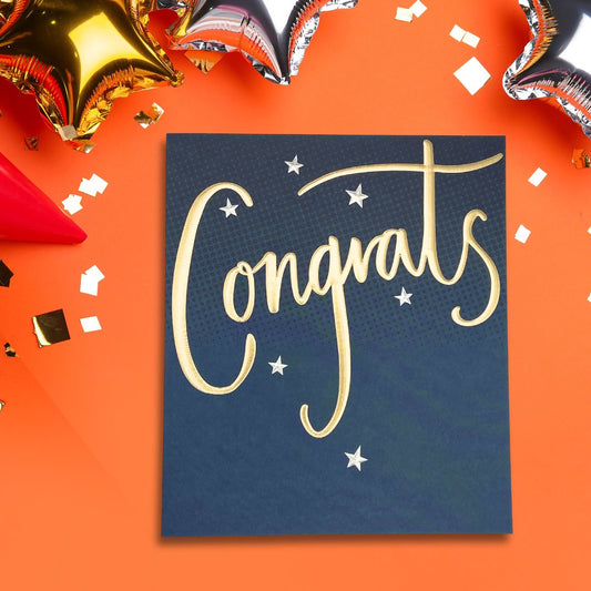 Congratulations Card - Gold Script Text