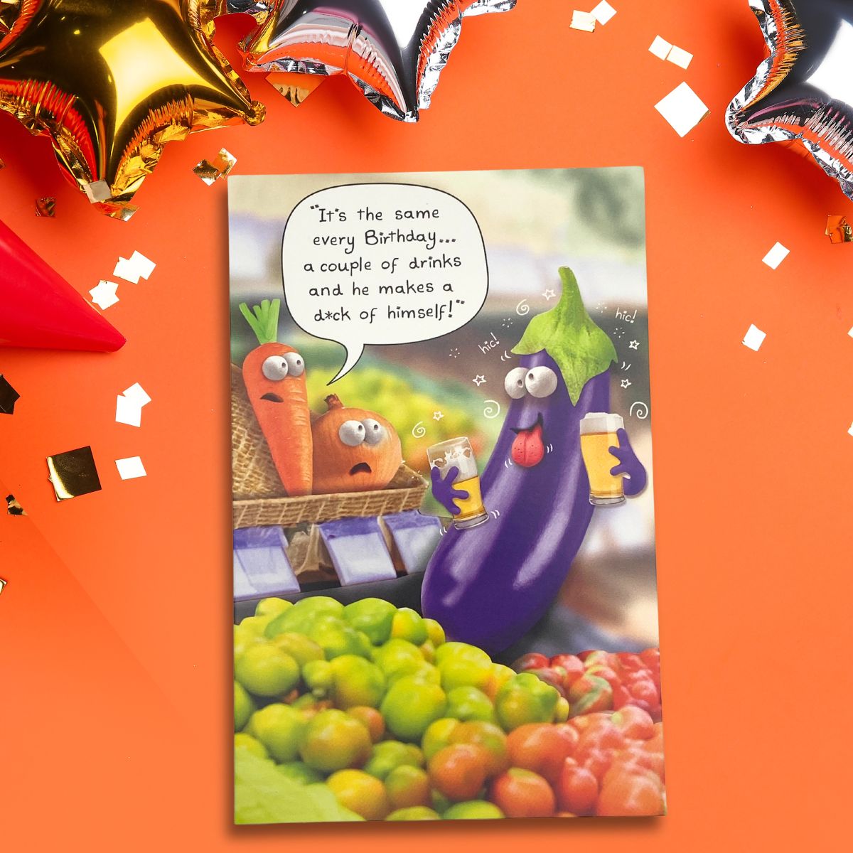 Out Of The Ark Birthday Card - Funny Vegetable Drinks