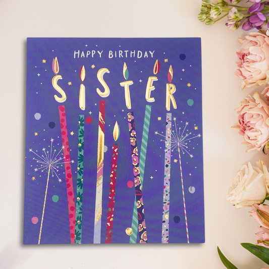 Sister Birthday Card - Floral Candles