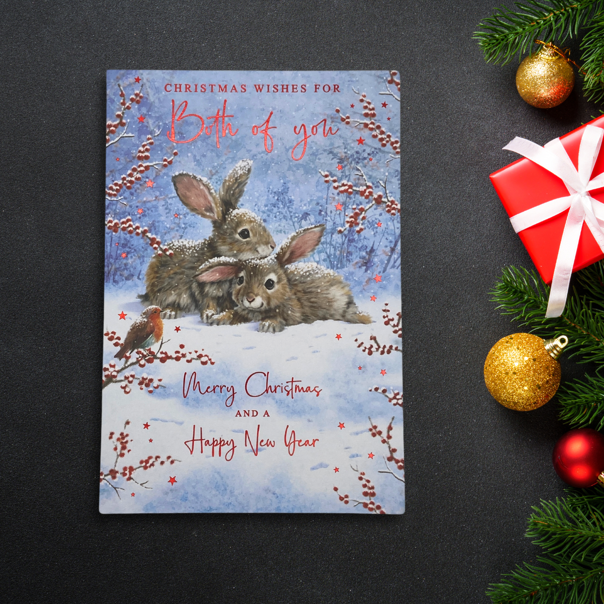 Both Of You Christmas Card - Rabbits In The Snow