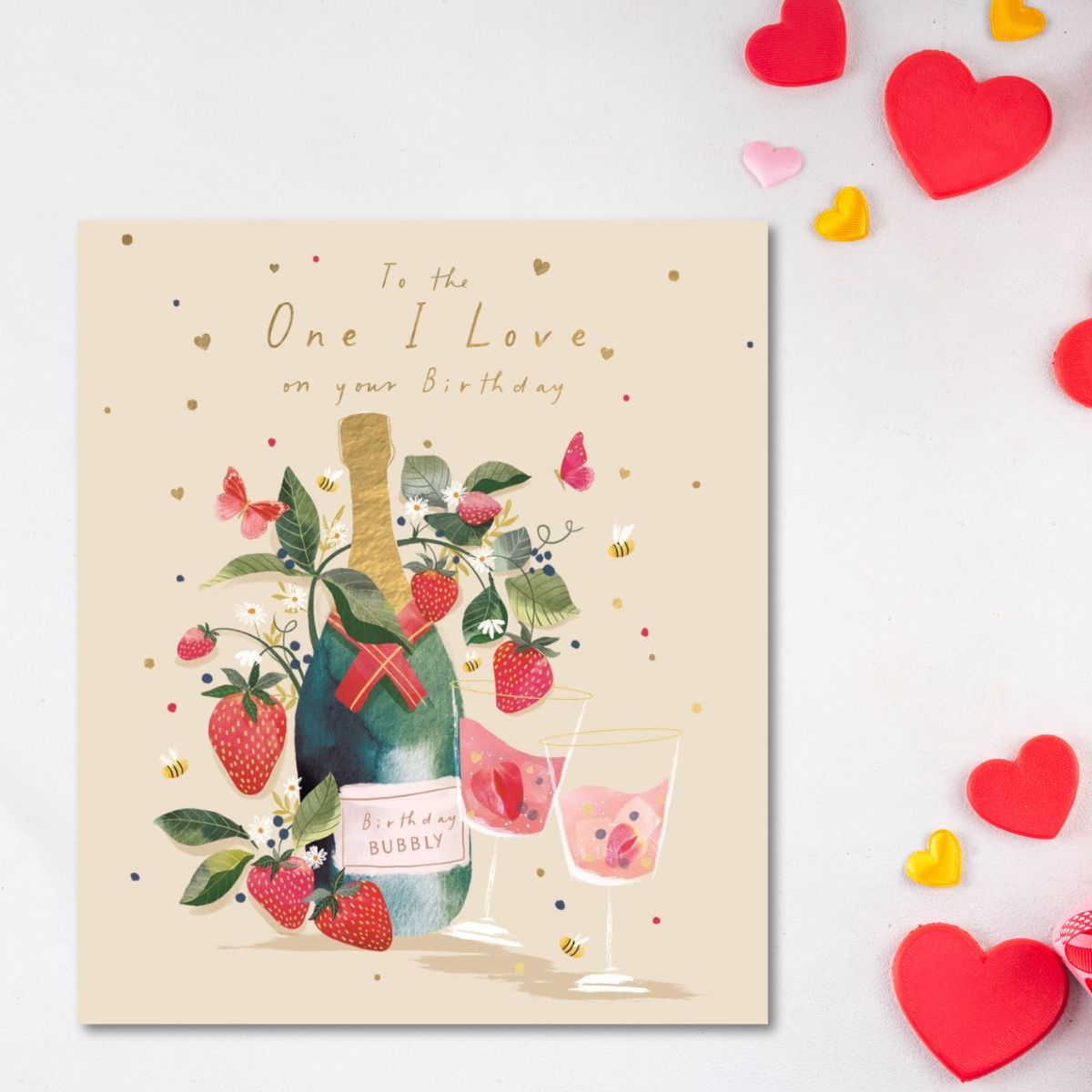 One I Love Birthday Card - Big World Little Things Strawberry Bubbly