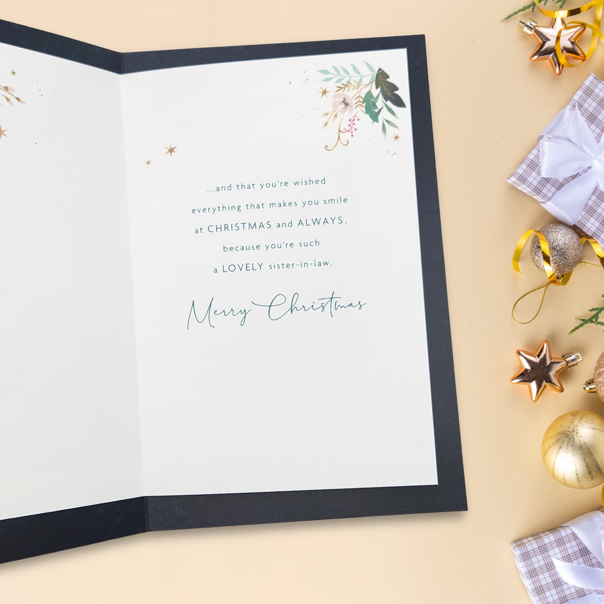 Sister-In-Law Christmas Card - Floral Wreath
