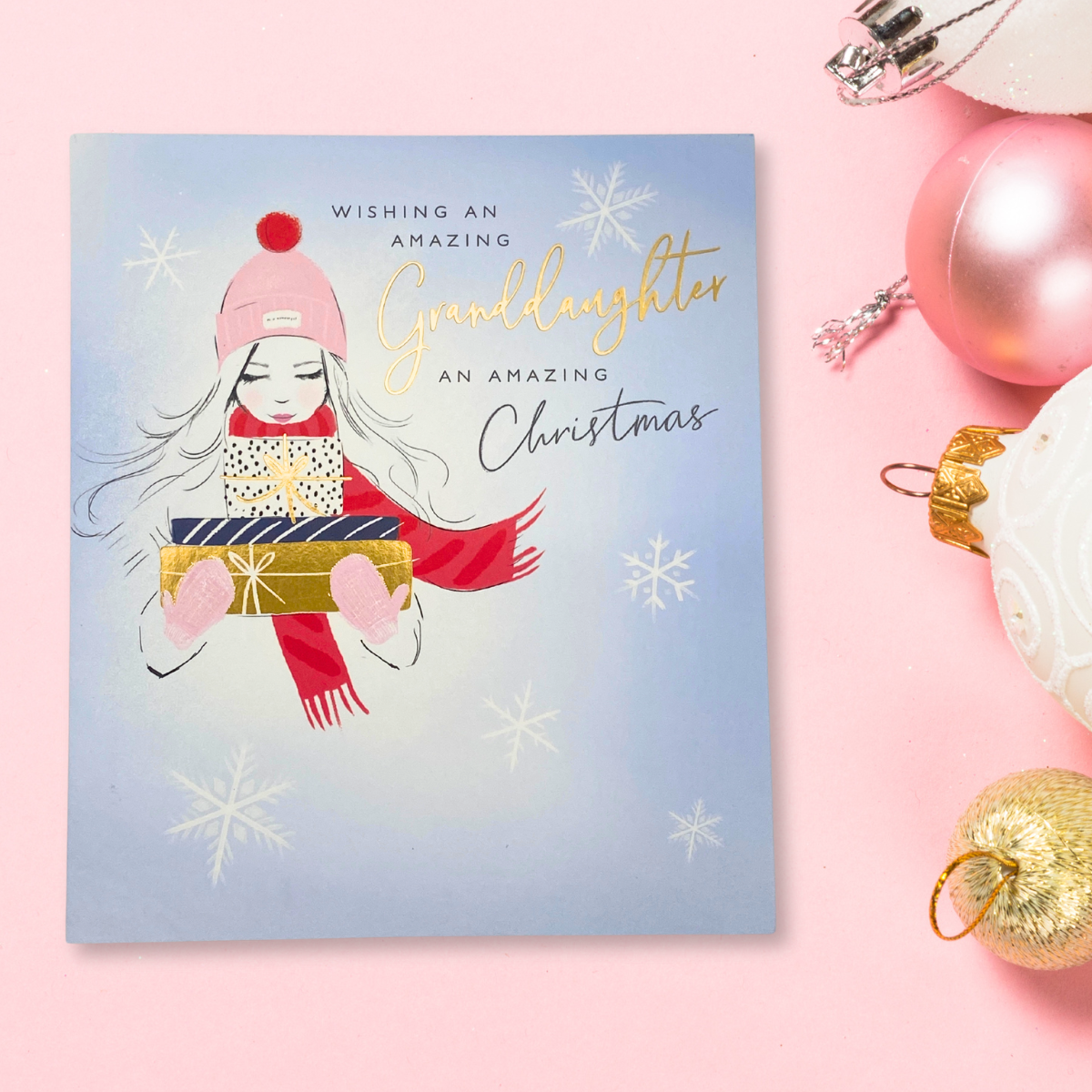 Granddaughter Christmas Card - Girl Bearing Gifts