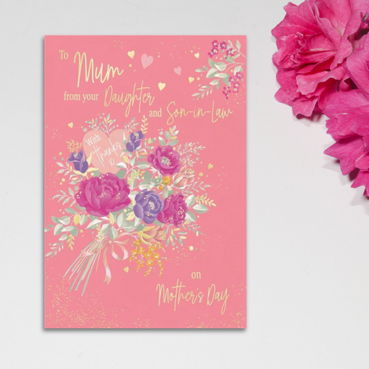 Mum From Your Daughter & Son-In-Law Mother's Day Card - Moonstone Bouquet