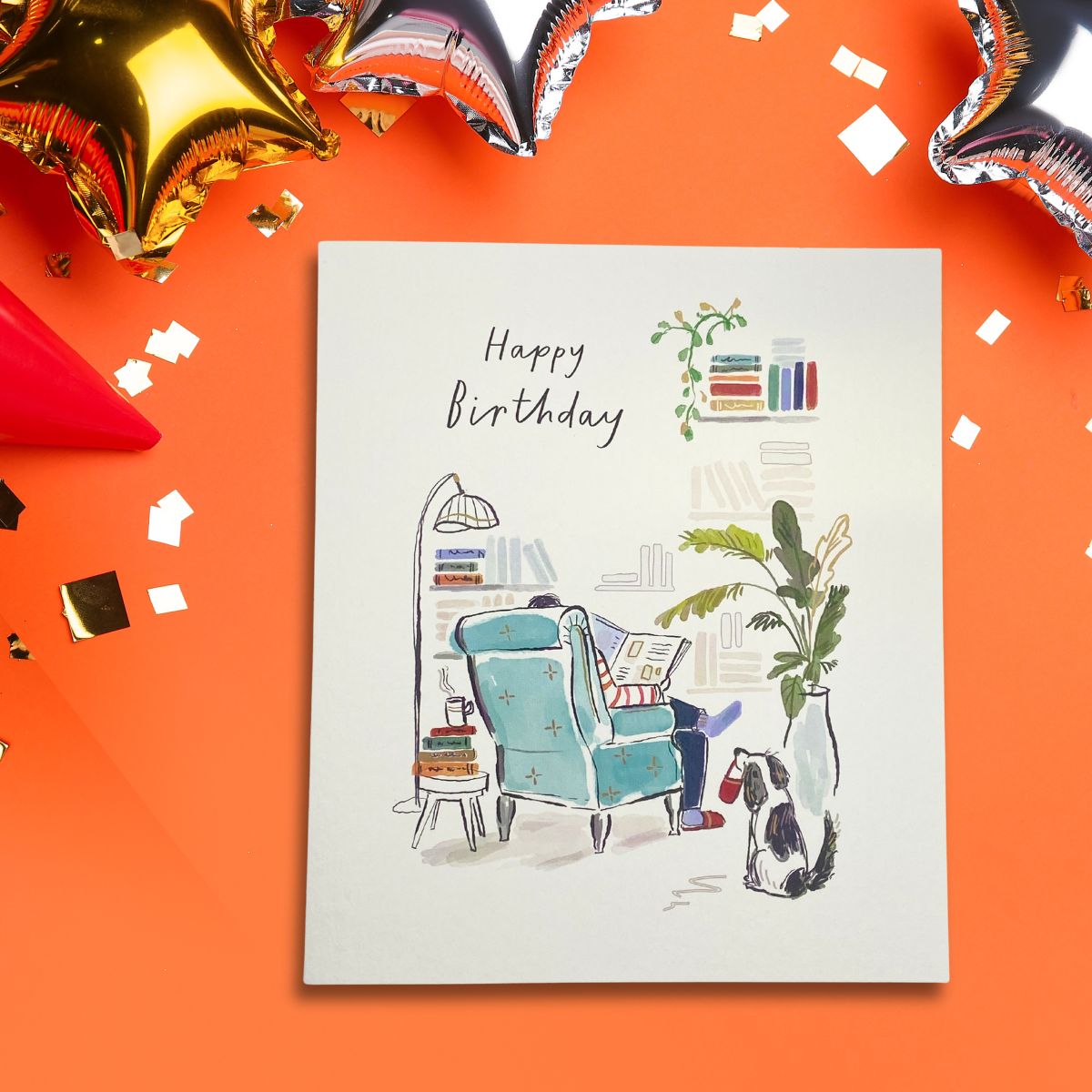 Brushstrokes Birthday Card - Man & His Dog