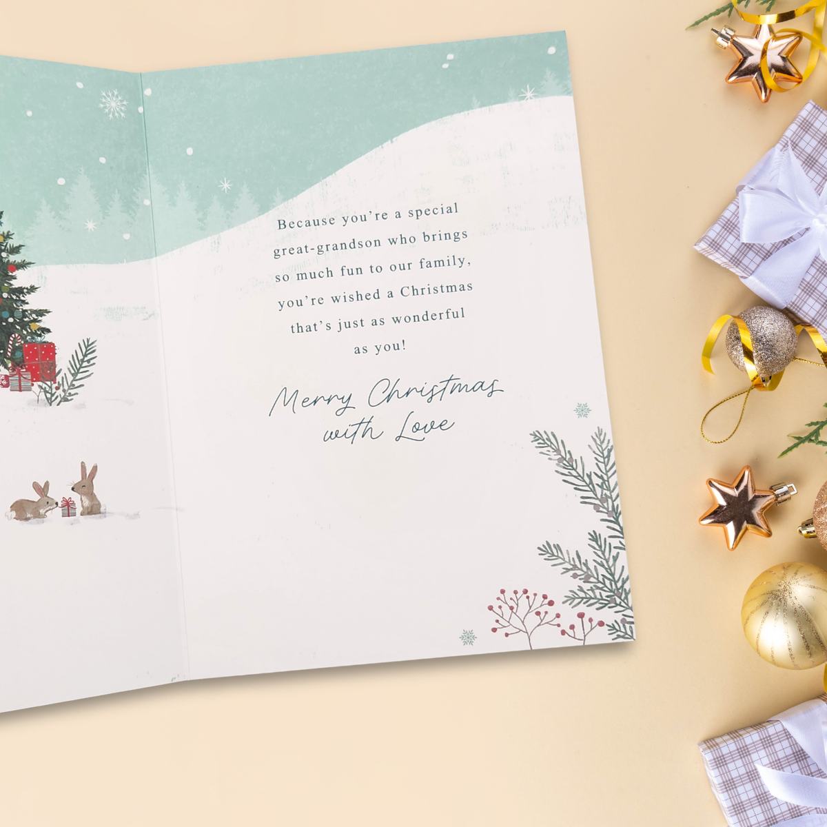 Great Grandson Christmas Card - Snowman & Robin