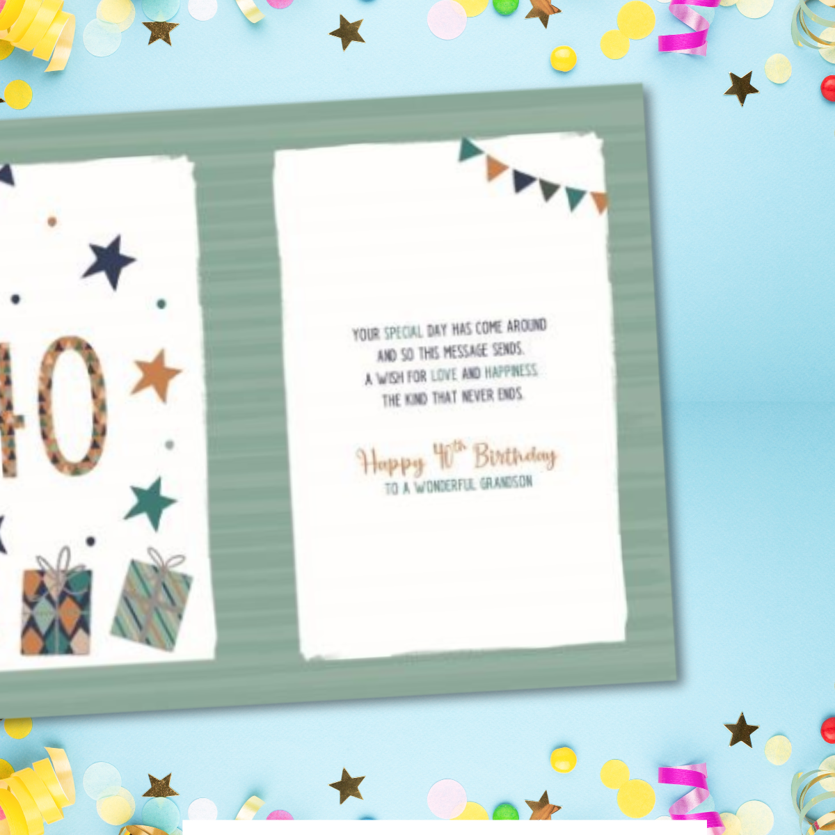 Grandson 40th Birthday Card - Pavillion Stars