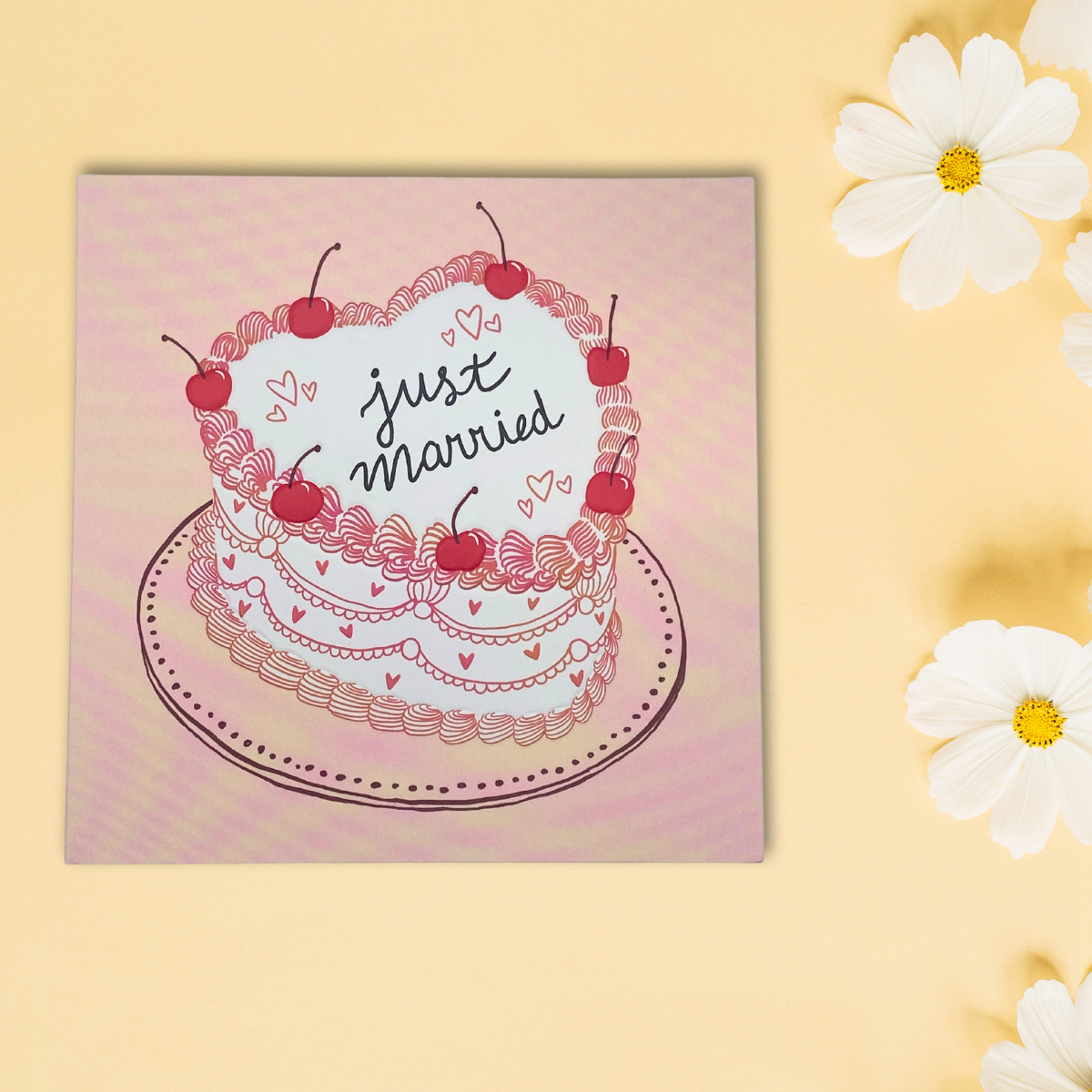 Wedding Day Card - Just Married Cake