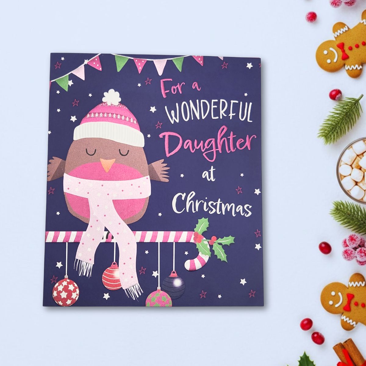 Daughter Christmas Card - Robin & Scarf