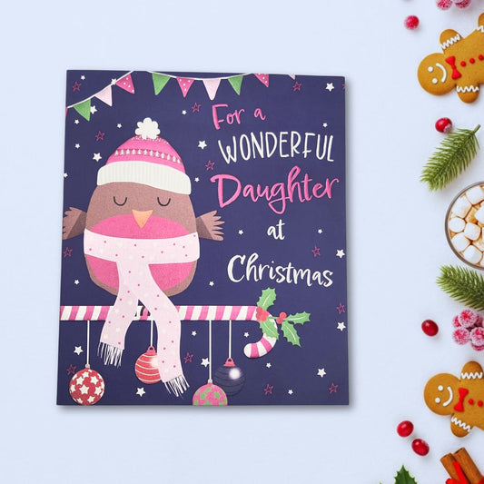 Daughter Christmas Card - Robin & Scarf
