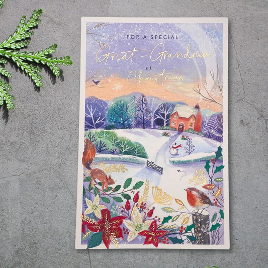 Great Grandma Christmas Card - Snowy Scene