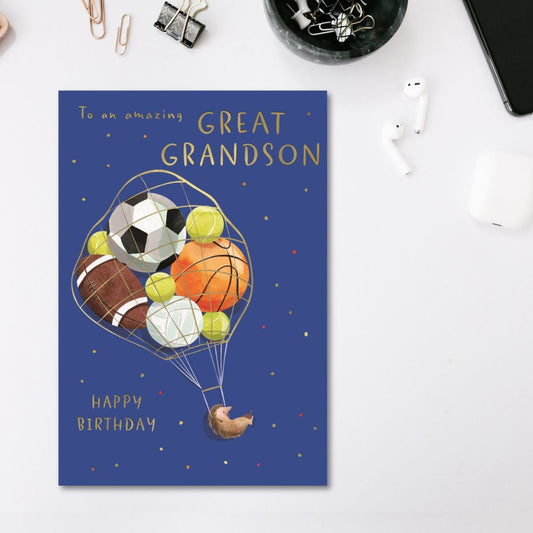 Great Grandson Birthday Card - Big World Little Things Sport