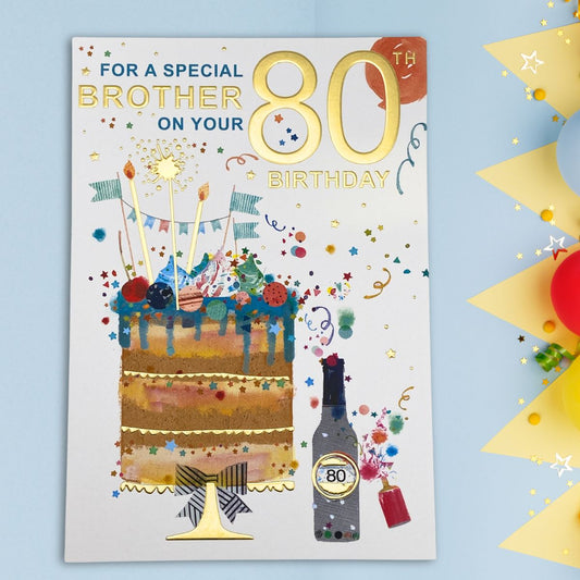 Brother 80th Birthday Card - Lumino Cake
