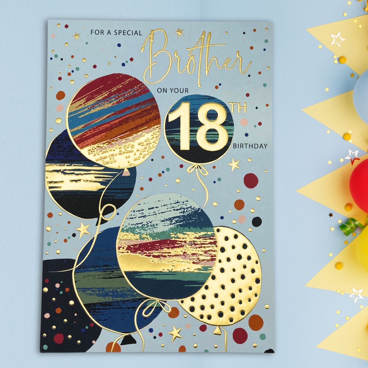 Brother 18th Birthday Card - Lumino Balloons