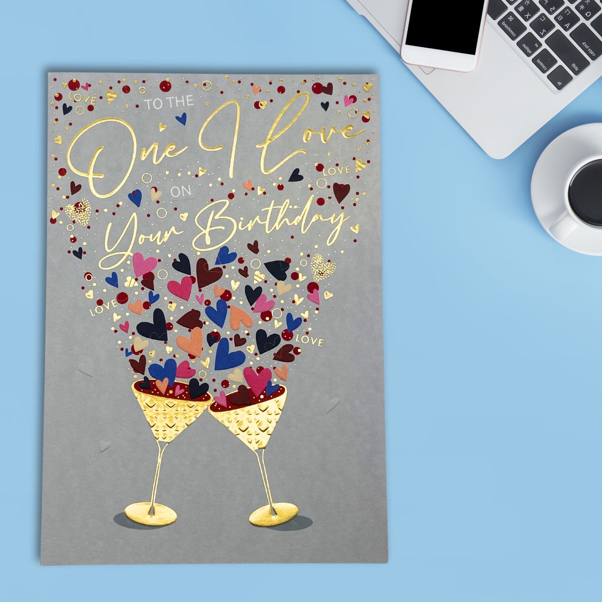 One I Love Birthday Card - Heart Flutes