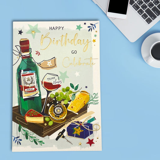 Signature Birthday Card - Cheese & Wine
