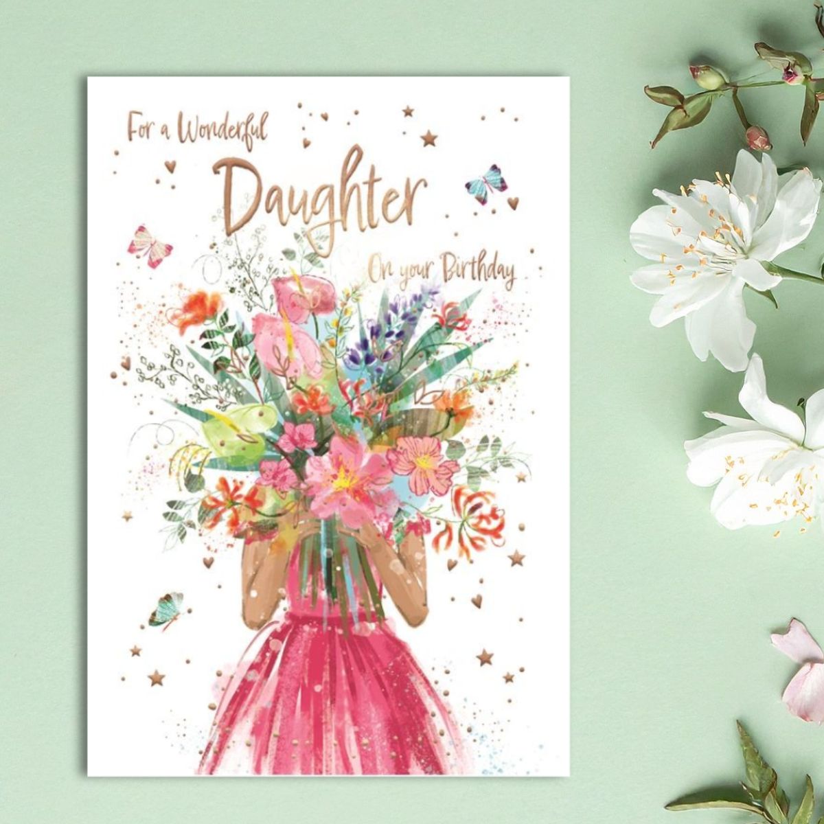 Daughter Birthday Card - Awash With Colour Flowers