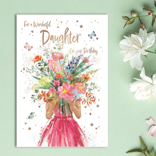 Daughter Birthday Card - Awash With Colour Flowers