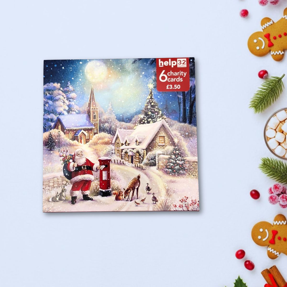 Charity Christmas Cards - 6 x Santa Delivering The Mail