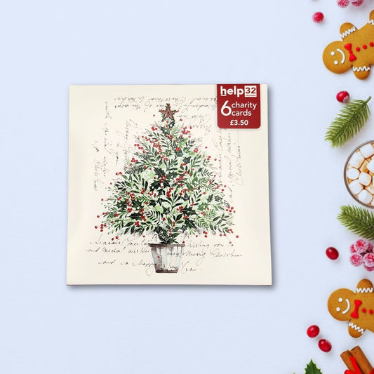 Charity Christmas Cards - 6 x Script Tree