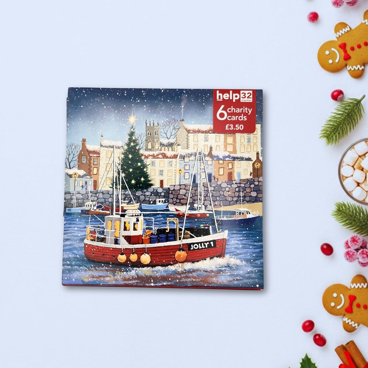 Charity Christmas Cards - 6 x Snowy Harbour