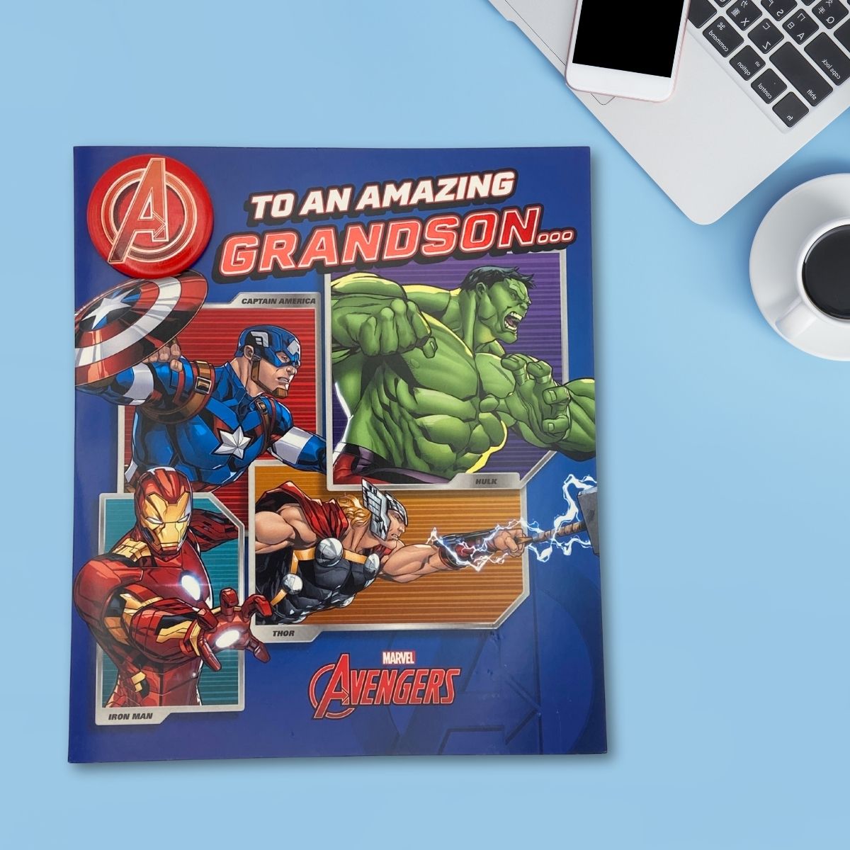 Grandson Birthday Card - Avengers With Badge