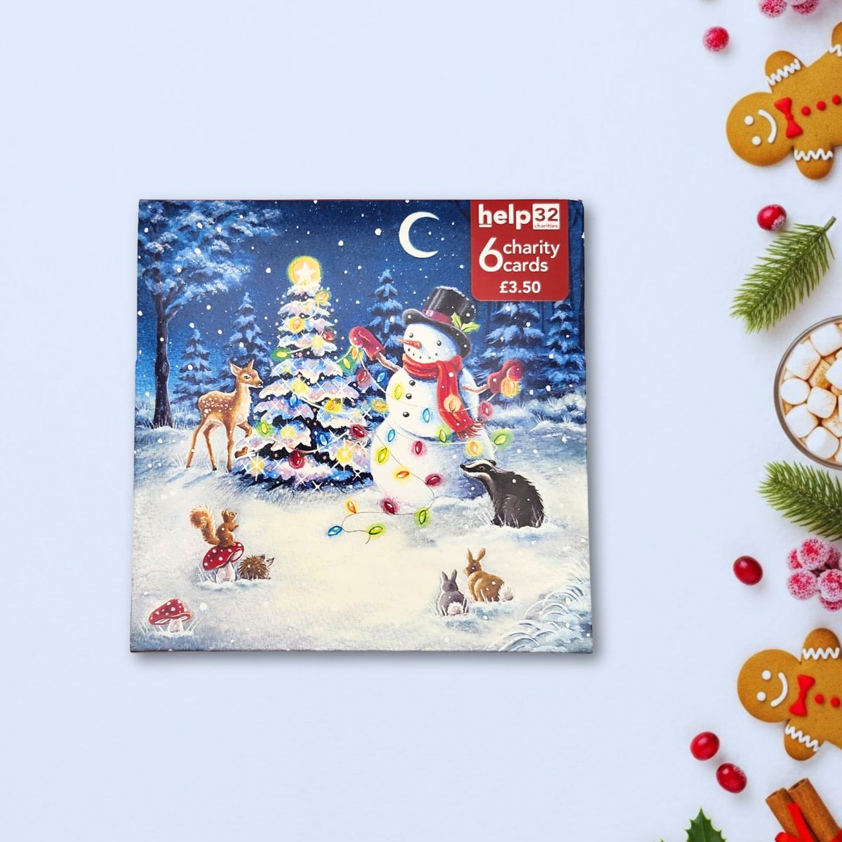 Charity Christmas Cards - 6 x Woodland Snowman