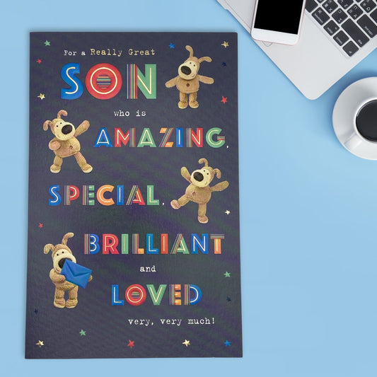 Son Birthday Card - Boofle Bear Special, Brilliant, Loved