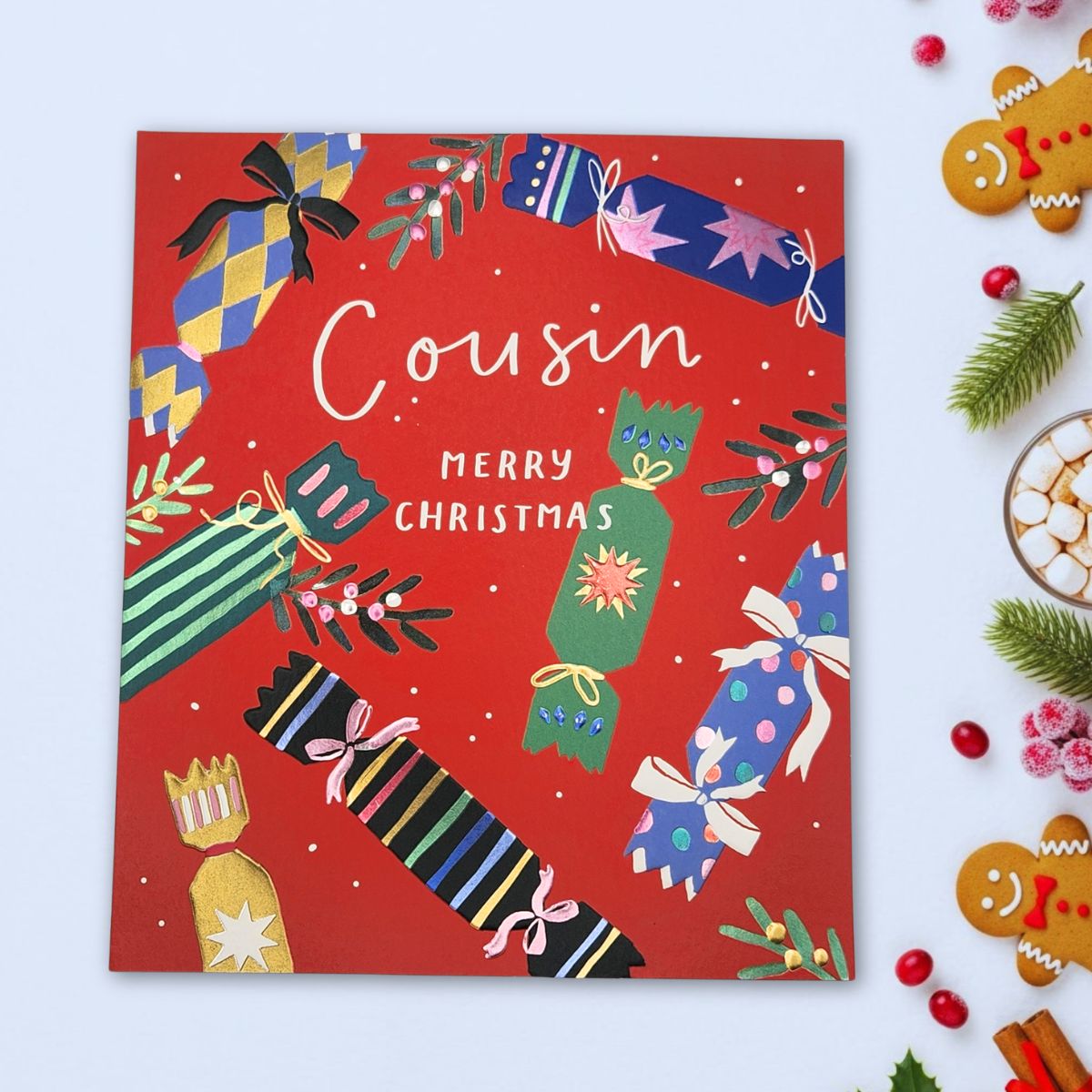 Cousin Christmas Card - Crackers