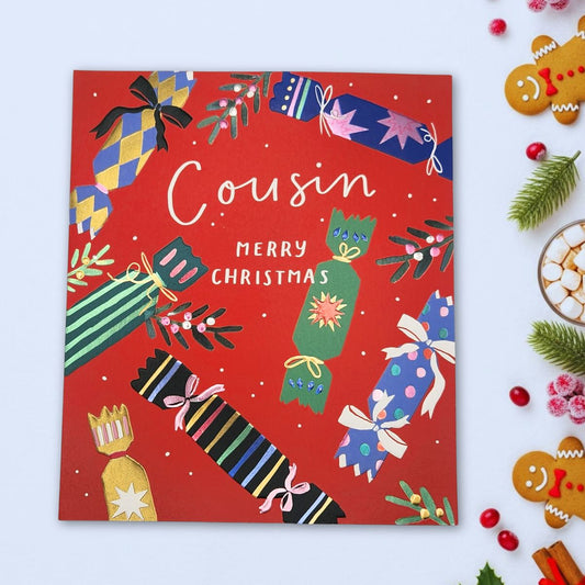 Cousin Christmas Card - Crackers