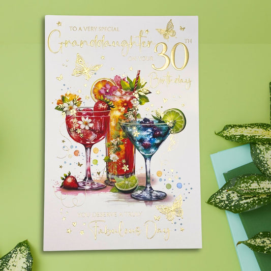 Granddaughter 30th Birthday Card - Cocktails
