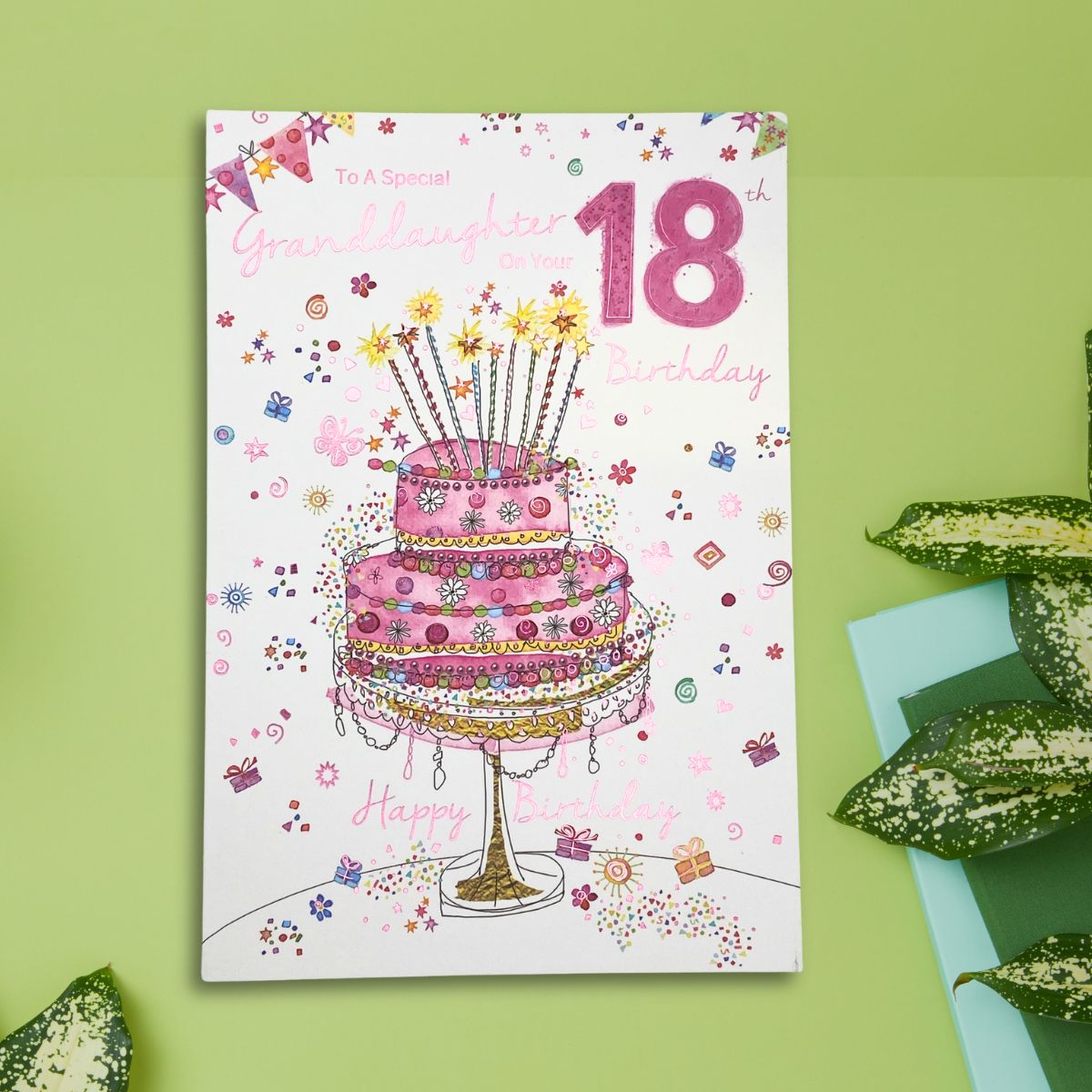 Granddaughter 18th Birthday Card - Cake & Candles