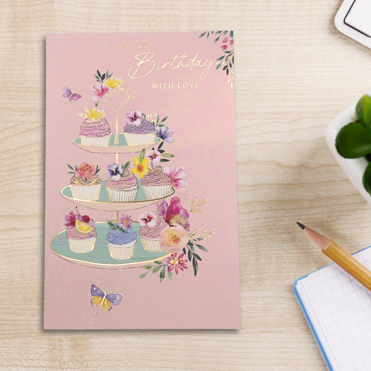 Simply Traditional Birthday Card - Cupcakes
