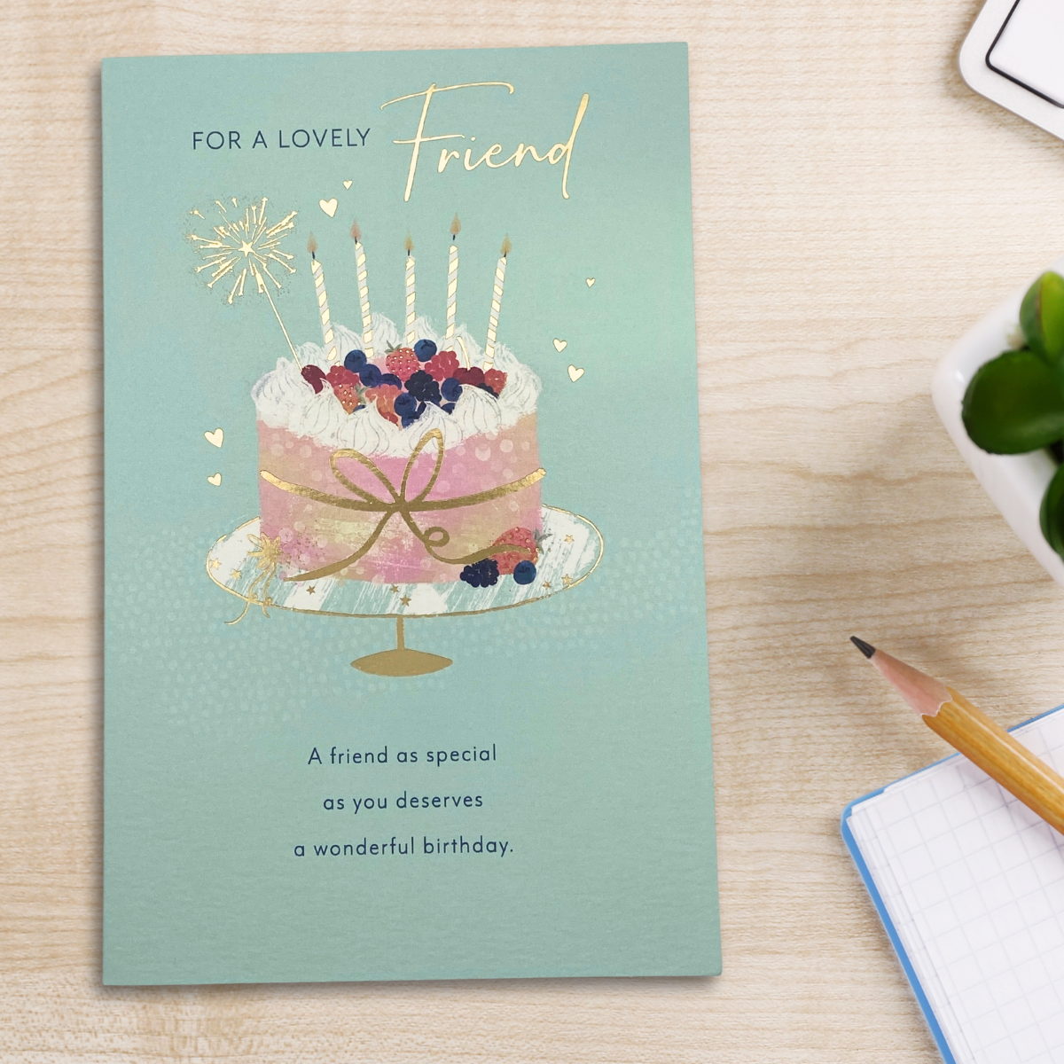 Friend Birthday Card - Cake & Sparkler