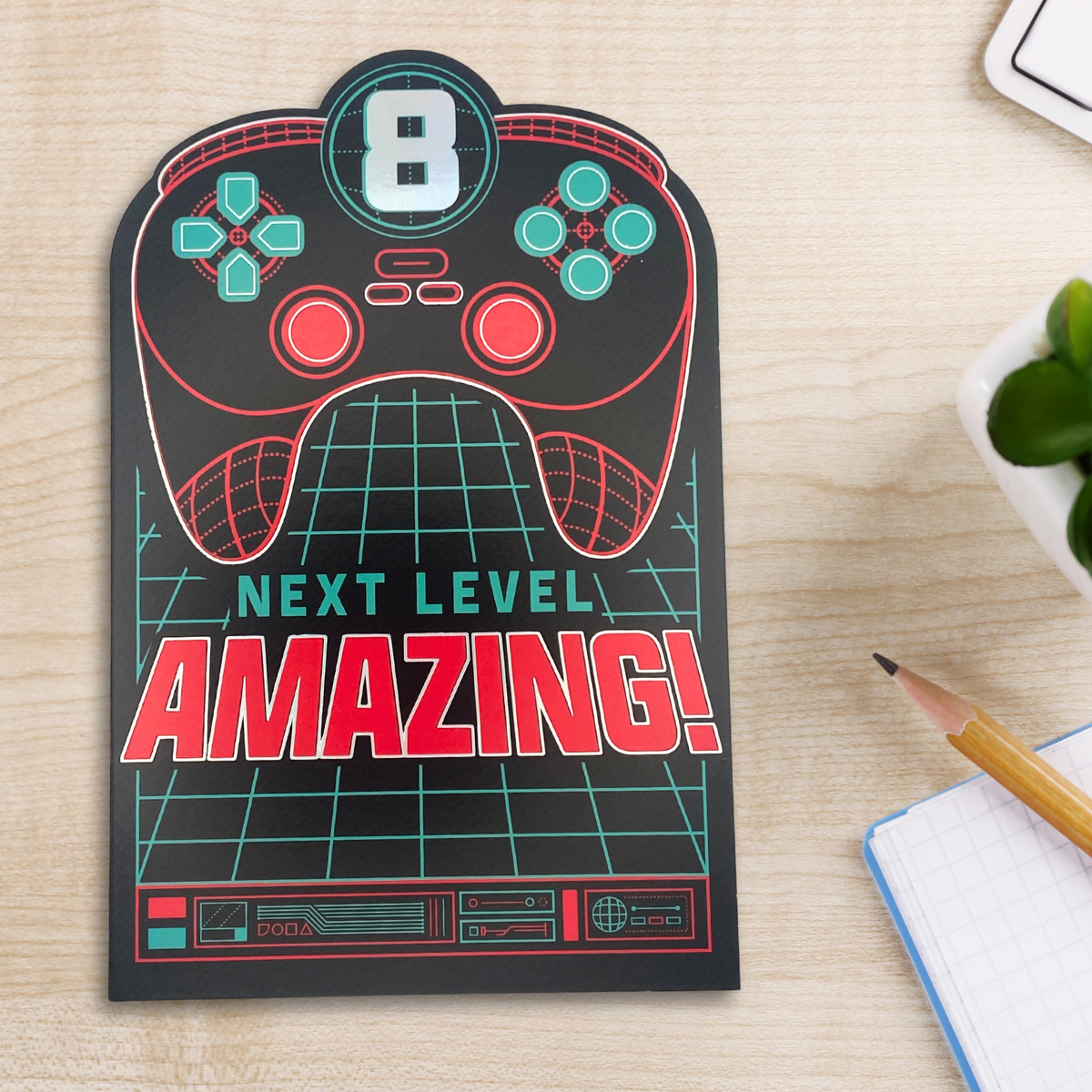 8th Birthday Card - Next Level Gamer