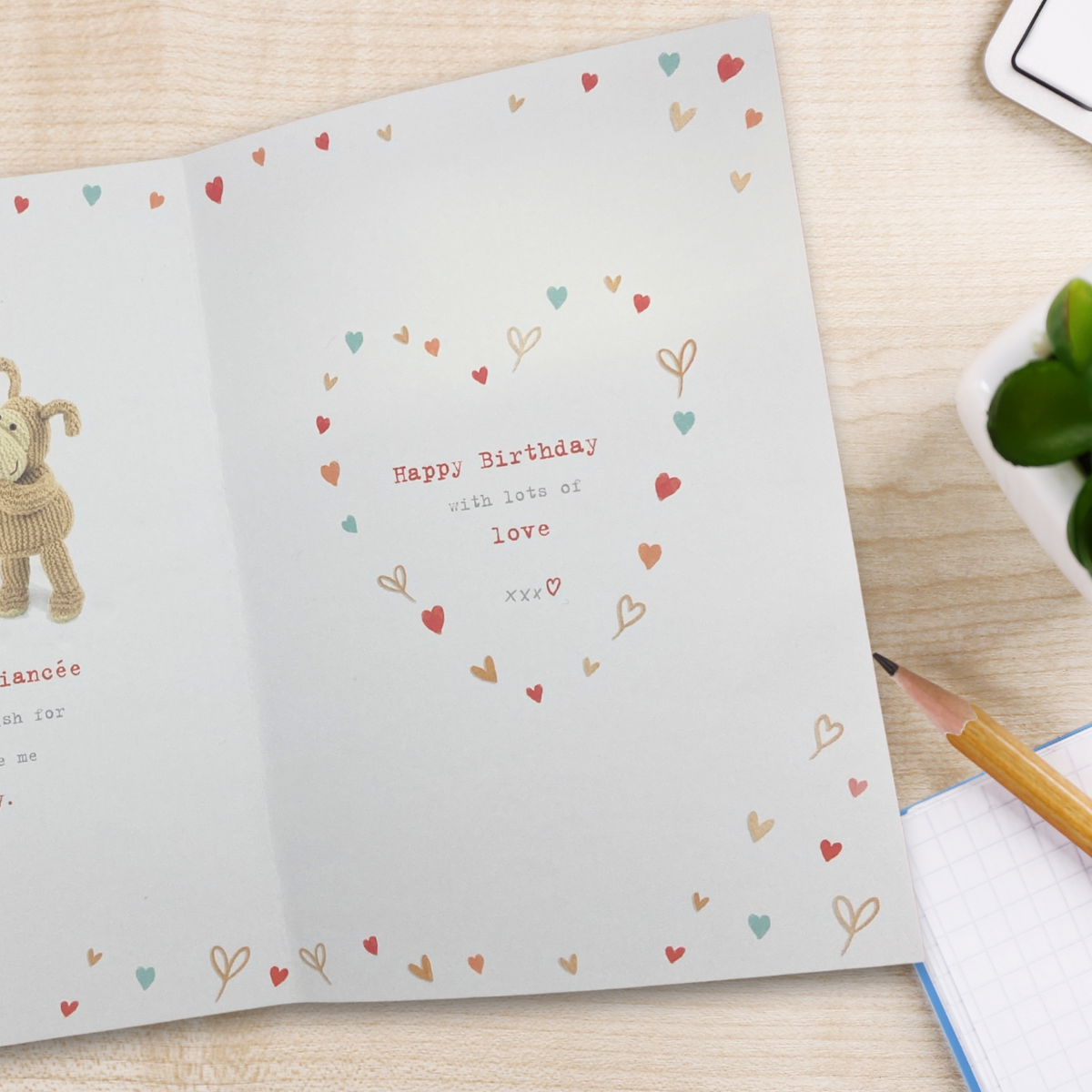 Fiancee Birthday Card - Boofle Bear Large