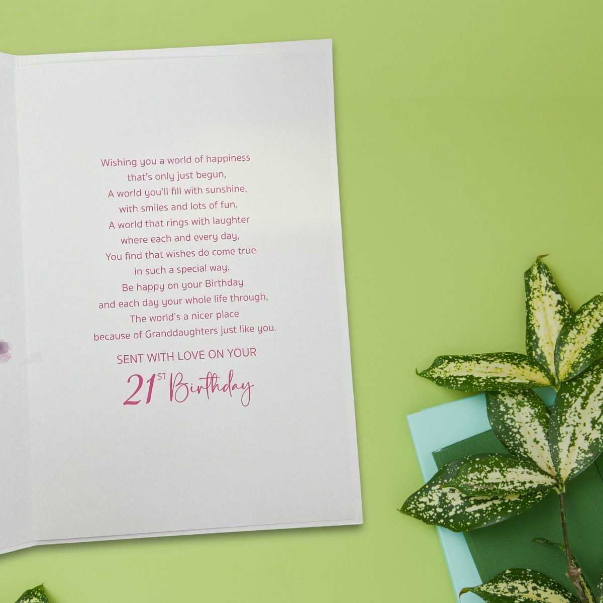 Granddaughter 21st Birthday Card - Cake & Balloon