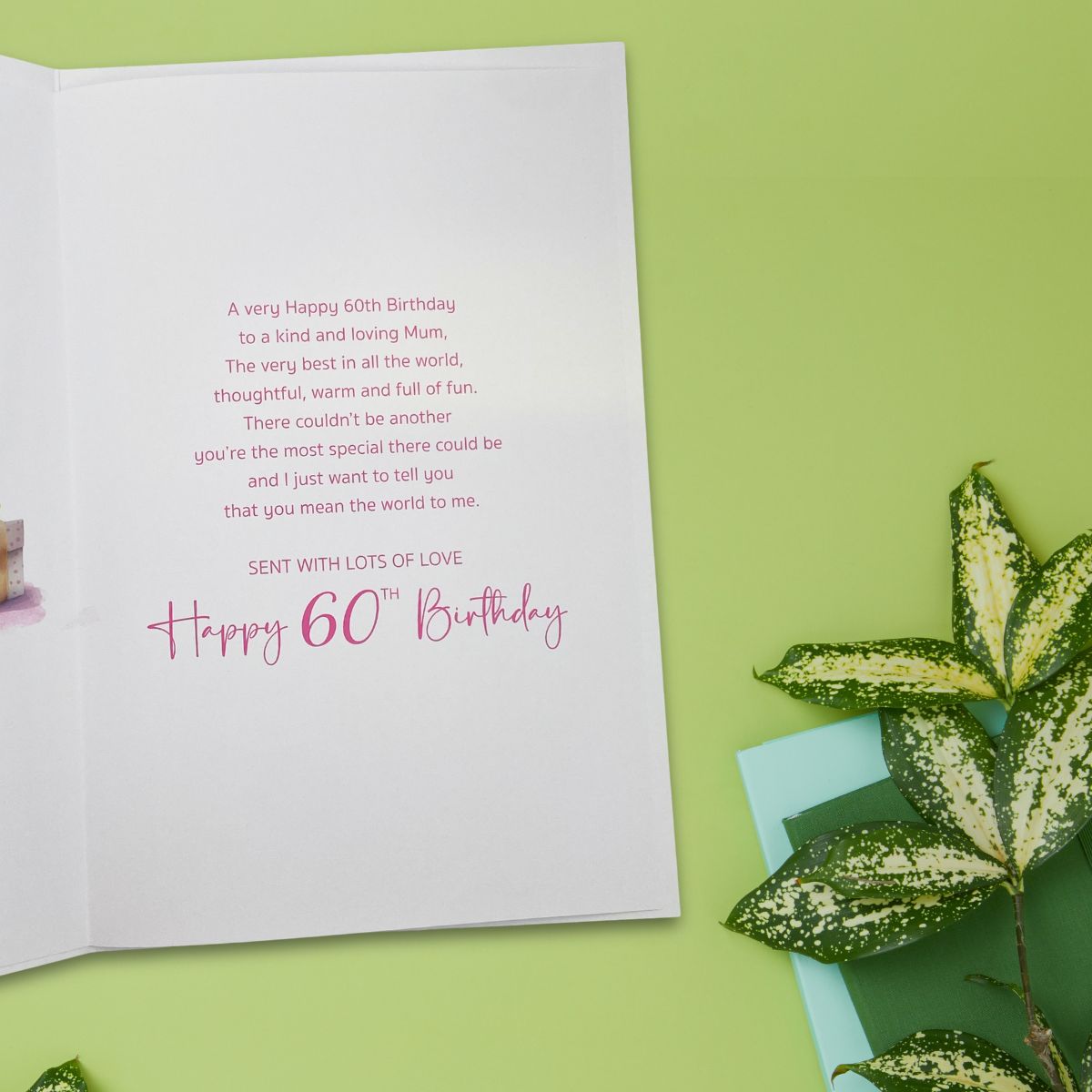 Mum 60th Birthday Card - Cake, Candles & Balloon