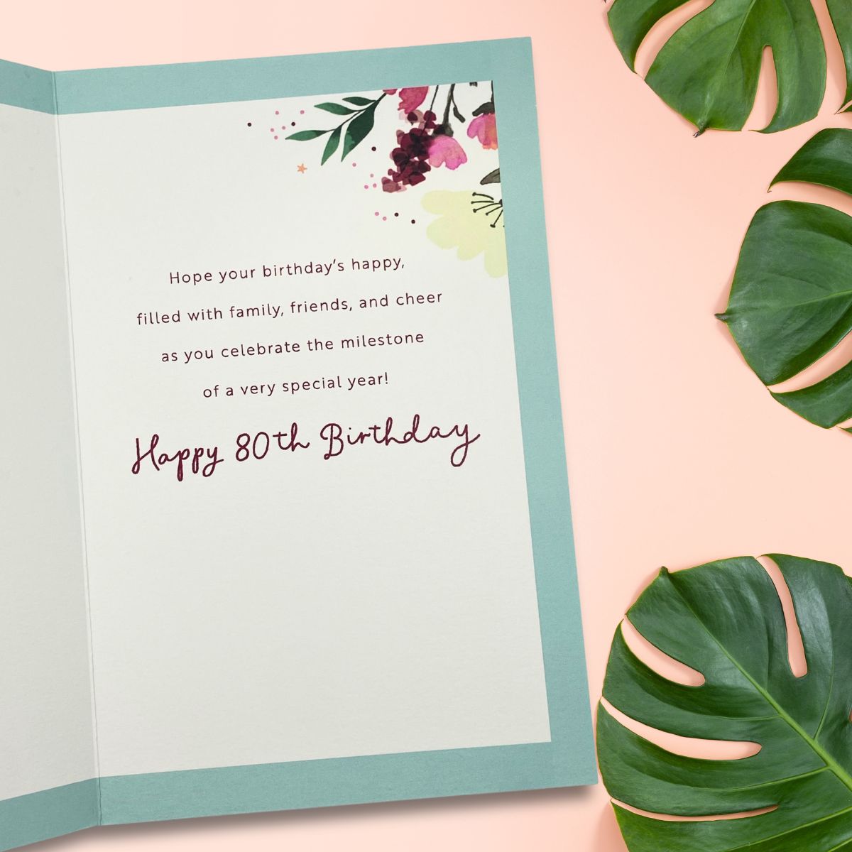 80th Birthday Card - Floral Celebrations