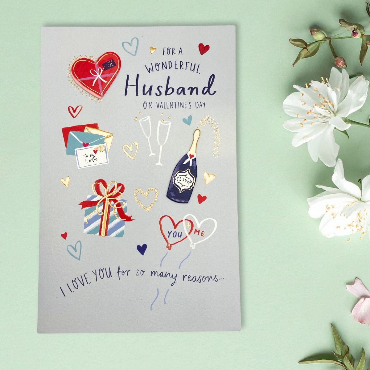 Husband Valentine's Day Large Card - Decoupage Bottle Of Love