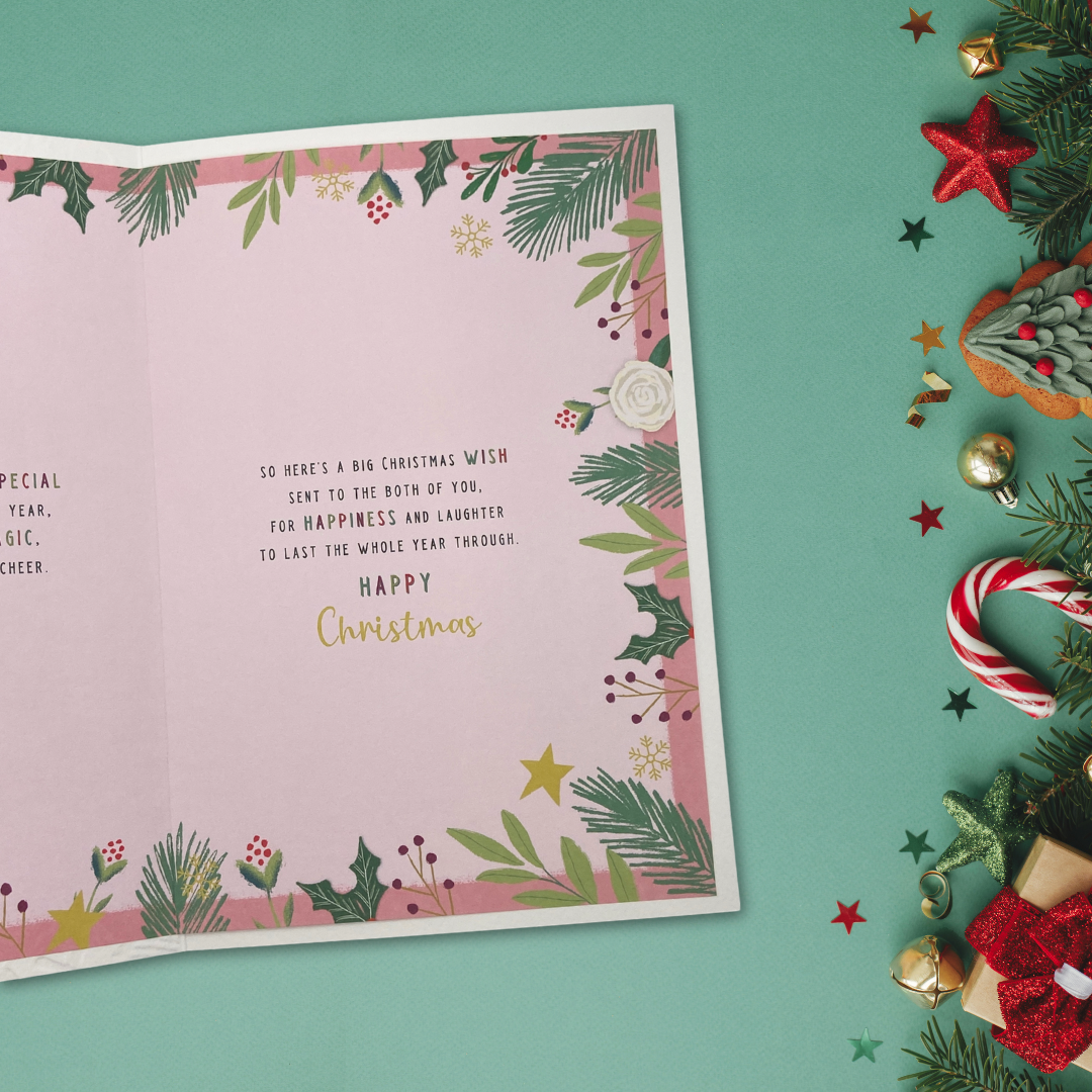 Special Couple Christmas Card - Pavillion Robin & Floral Border